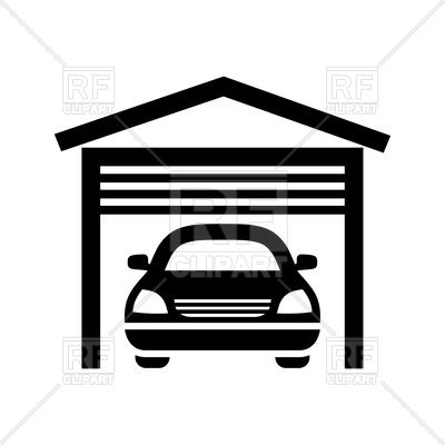 400x400 Garage Black Icon Isolated On White Background Royalty Free Vector
