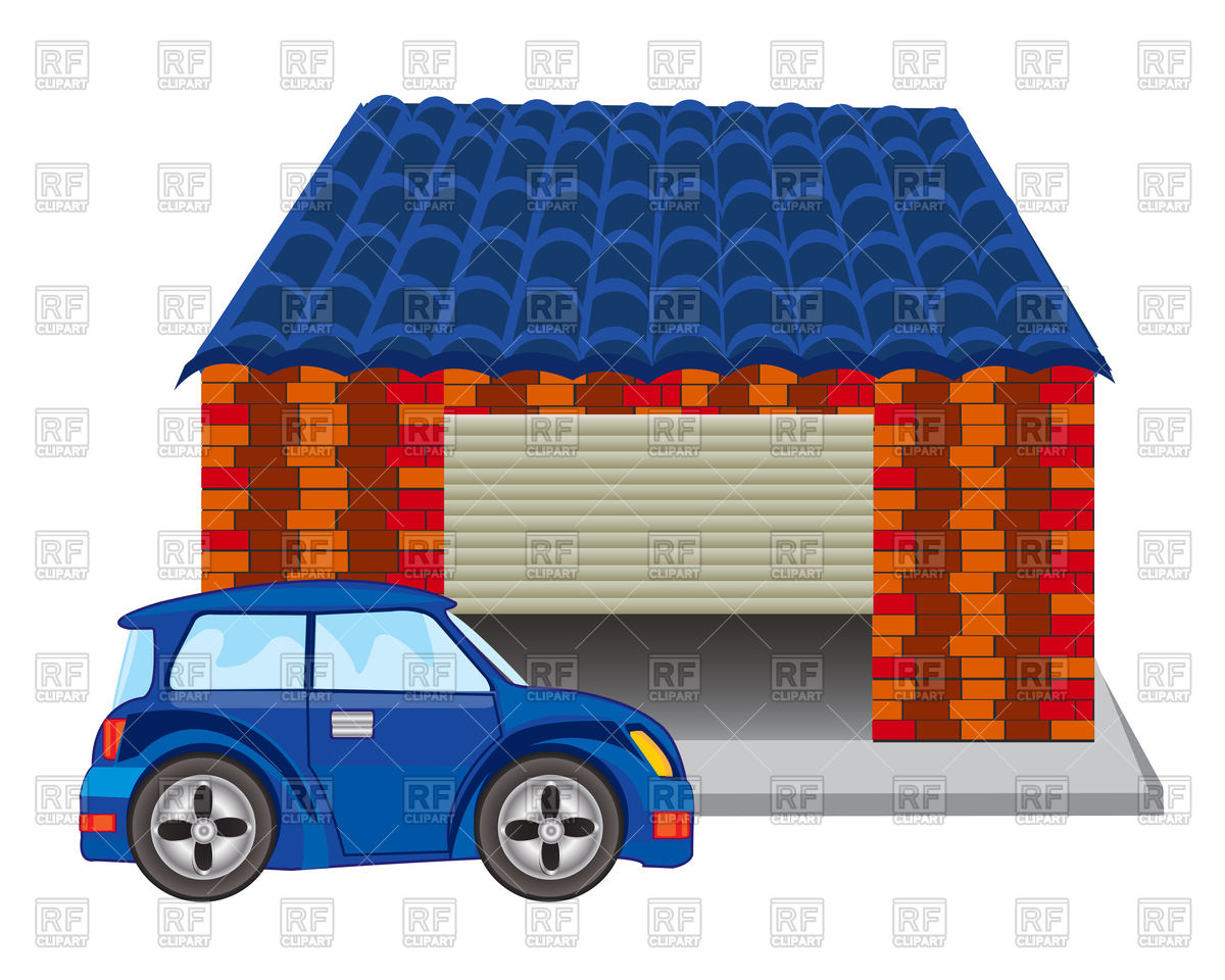 1200x960 Car Near Garage From Brick Royalty Free Vector Clip Art Image