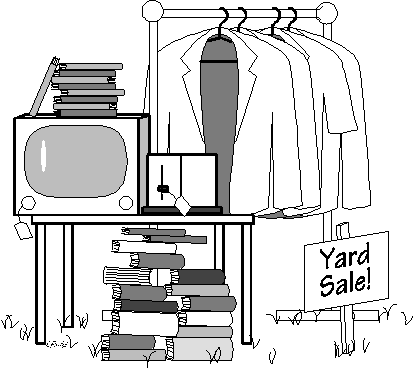 413x368 Indoor Garage Sale Cartoon Clipart