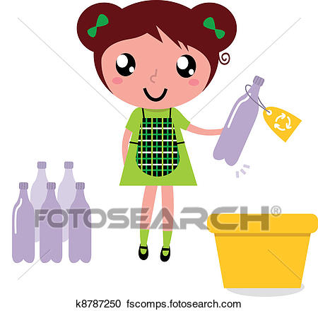 450x440 Clipart Of Cute Girl Recycle Garbage Into Recycling Bin K8787250