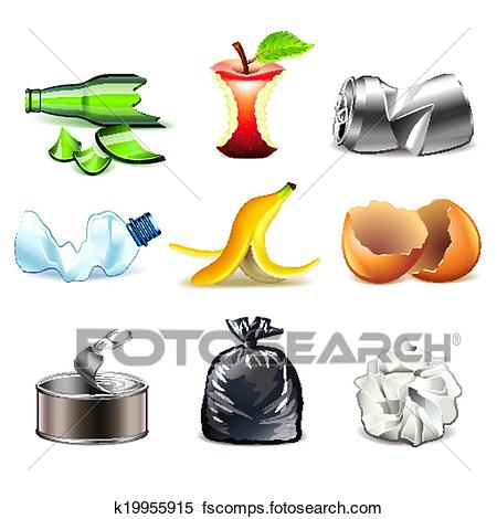 450x470 Clipart Of Garbage Icons Detailed Vector Set K19955915