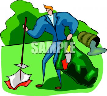 350x315 A Man In A Suit Picking Up Trash