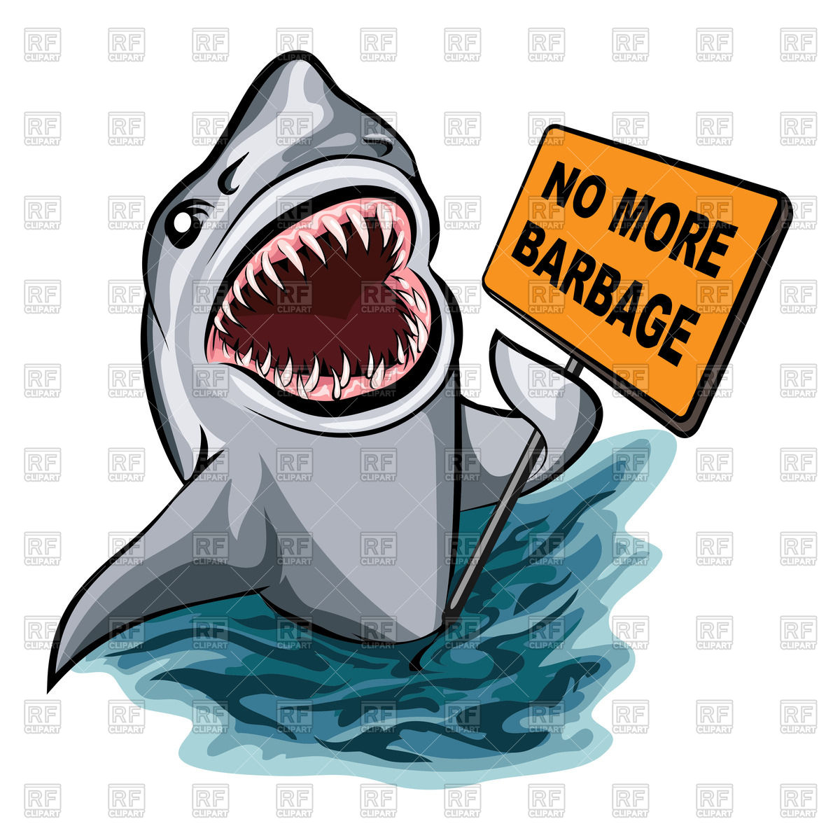 1200x1200 The Shark Voting Against Ocean Pollution And Garbage Royalty Free