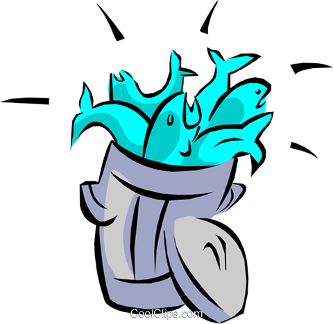 480x466 Fish And Garbage Can Royalty Free Vector Clip Art Illustration