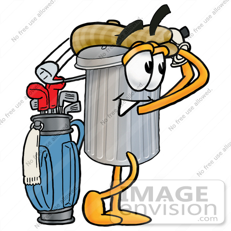 450x450 Clip Art Graphic Of A Metal Trash Can Cartoon Character Swinging