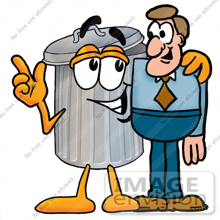 450x450 Clip Art Graphic Of A Metal Trash Can Cartoon Character Talking