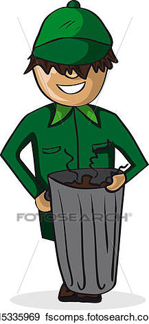 217x470 Clip Art Of Profession Garbage Man Cartoon Figure. K15335969