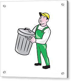 235x270 Garbage Collector Carrying Bin Cartoon Digital Art By Aloysius
