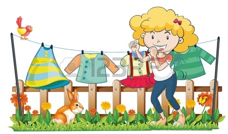 450x264 Illustration Of A Garden With Hanging Clothes And A Bunny