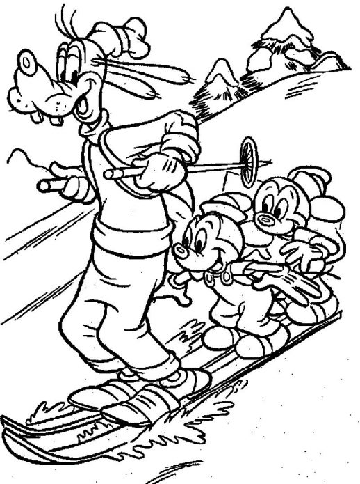 518x695 Mickey Mouse Plays Roller Skating In A Garden Coloring Pages