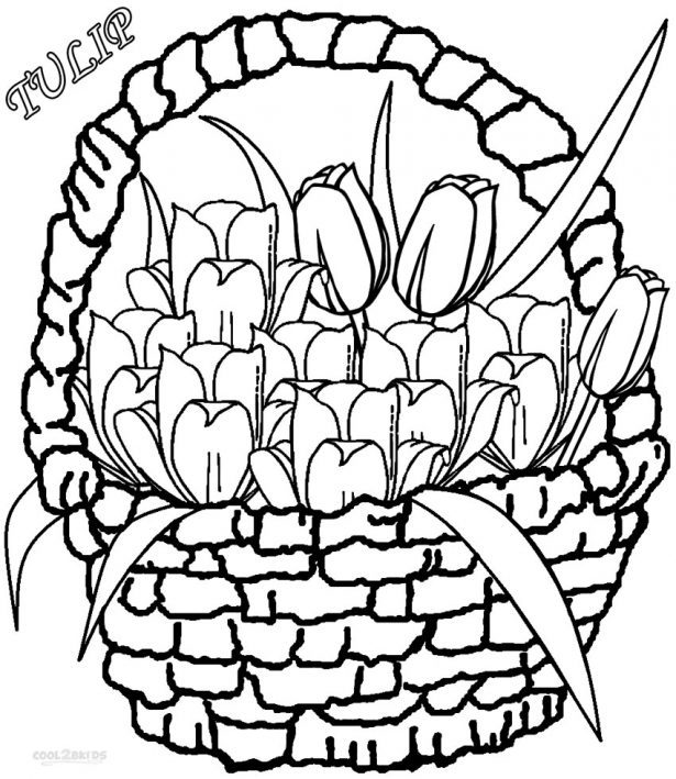 615x709 Printable Coloring Pages For Kids Flower Basket Coloring Pages