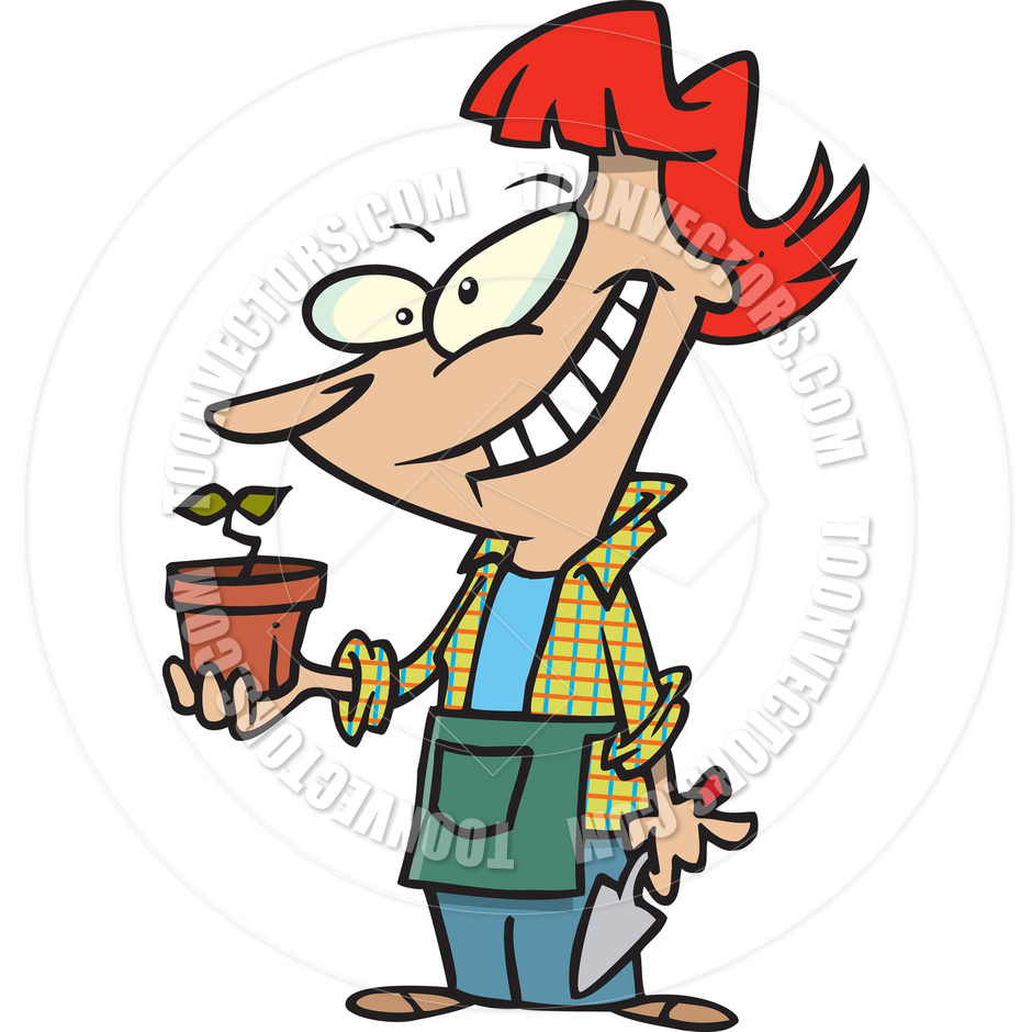 940x940 Cartoon Female Gardener By Ron Leishman Toon Vectors Eps