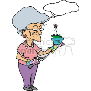 300x300 Royalty Free Cartoon Grandma Doing Some Gardening 155679 Vector