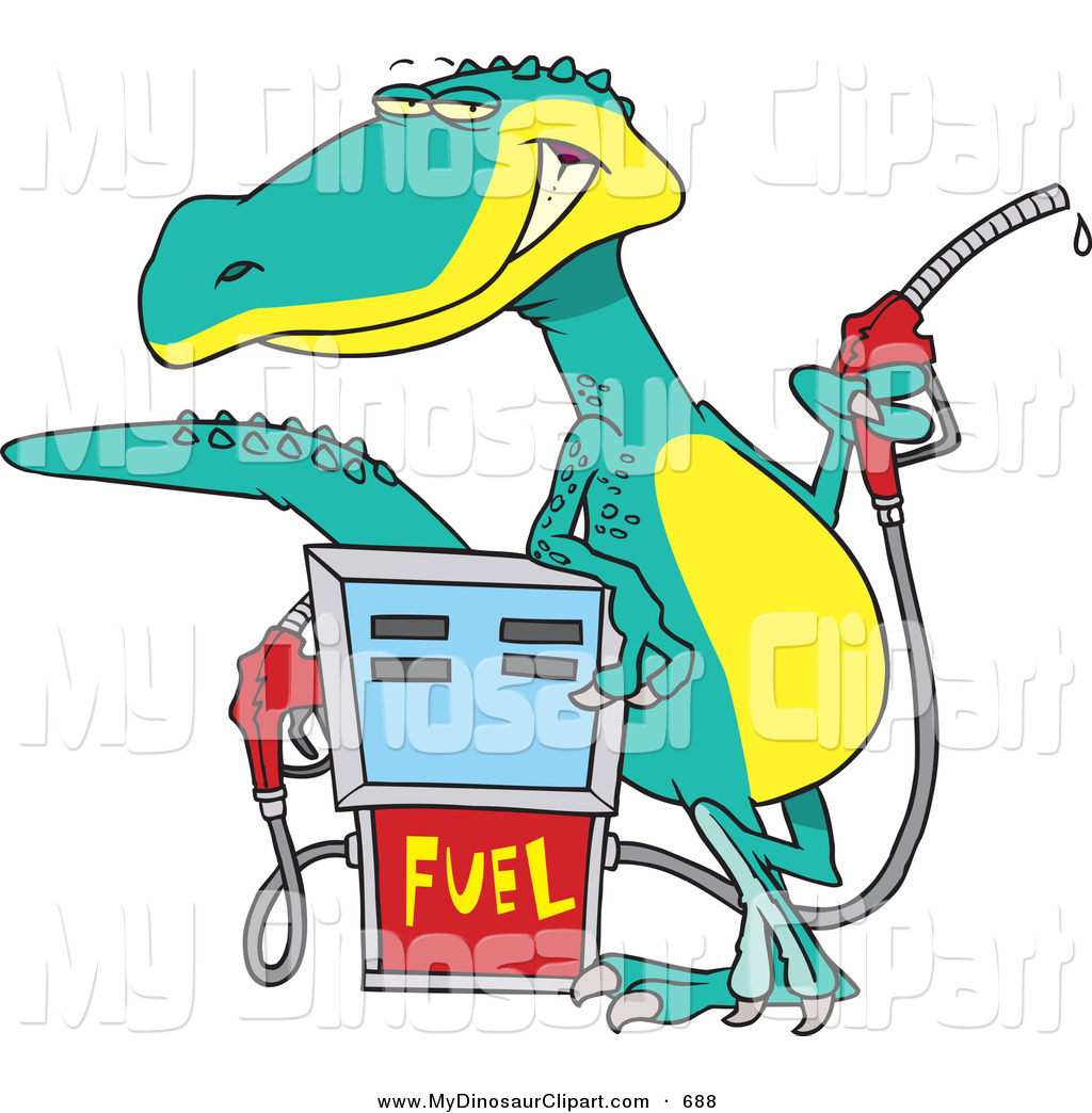 1024x1044 Clipart Of A Happy Cartoon Dinosaur Standing By A Gas Pump By