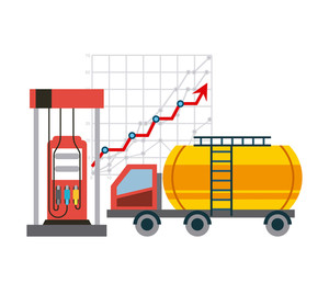300x258 Gas Station And Fuel Truck Royalty Free Stock Image