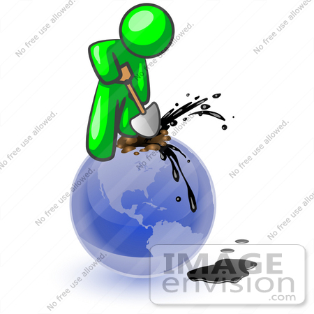 450x450 Cliprt Graphic Of Green Guy Character Stabbing Shovel Into