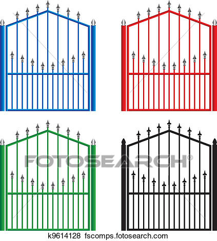 423x470 Clip Art Of Metal Gate K9614128