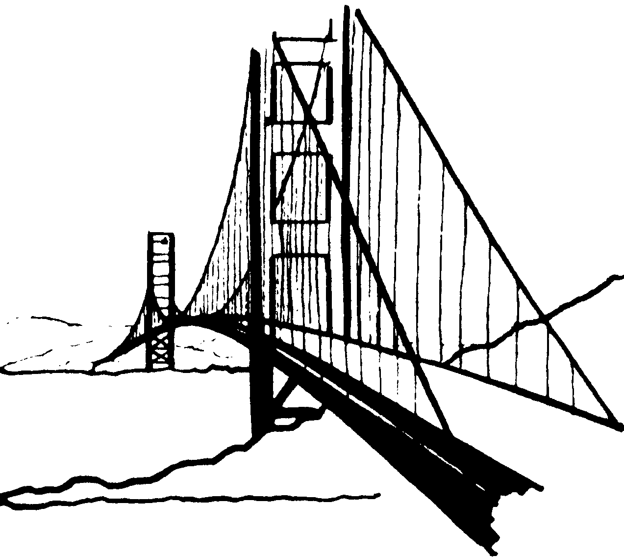 1273x1137 Black Amp White Clipart Bridge