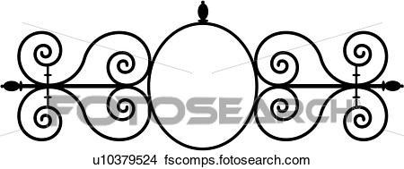 450x189 Clipart Of , Border, Cornice, Fancy, Frame, Gate, Iron, Ironwork