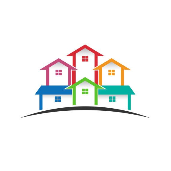 570x570 Real Estate Logo, Colored Houses Clip Art. Concept For A Real