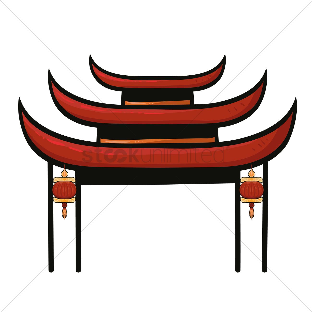 1300x1300 Chinese Temple Gate Vector Image