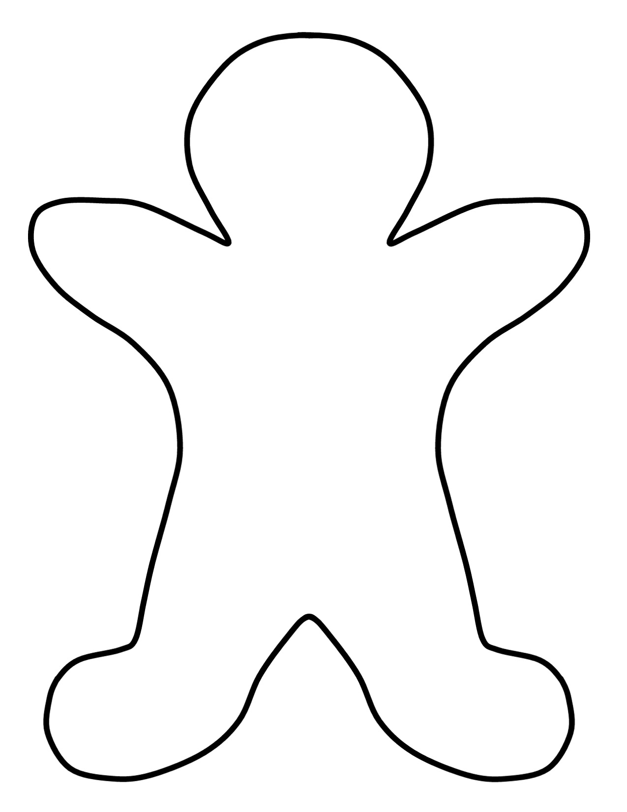 1275x1650 Gingerbread Man Outline Free Download Clip Art Free Clip Art