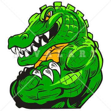 361x361 Mascot Clipart Image Of An Alligator With Muscles In Color Gator