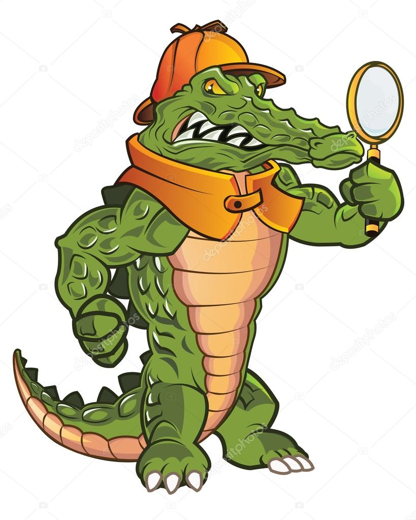 819x1024 Mean Detective Gator Stock Vector Gagu