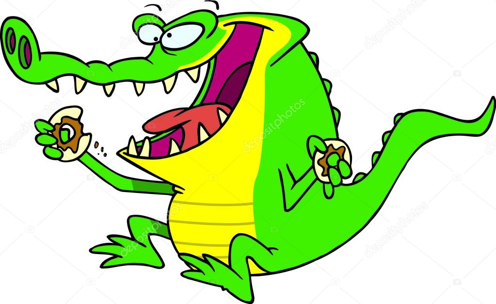 1023x627 Royalty Free Clipart Image Of A Gator Eating A Donut Stock