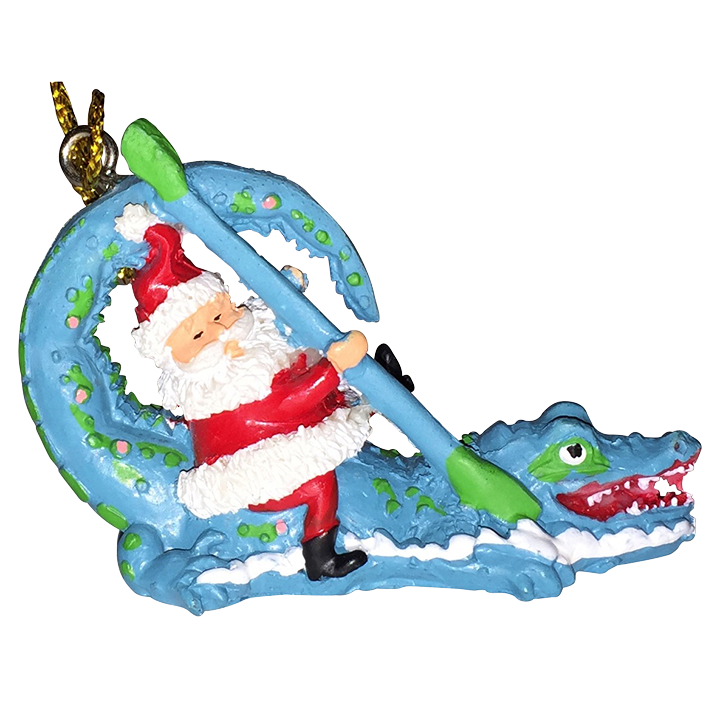 720x720 Santa Riding Gator Christmas Ornament