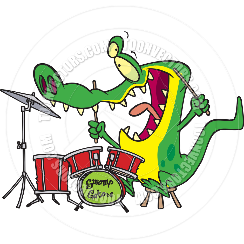 940x940 Cartoon Gator Drums By Ron Leishman Toon Vectors Eps