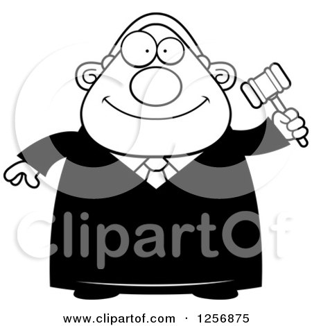 450x470 Cartoon Clipart Of A Black And White Gavel Character Wearing A Wig