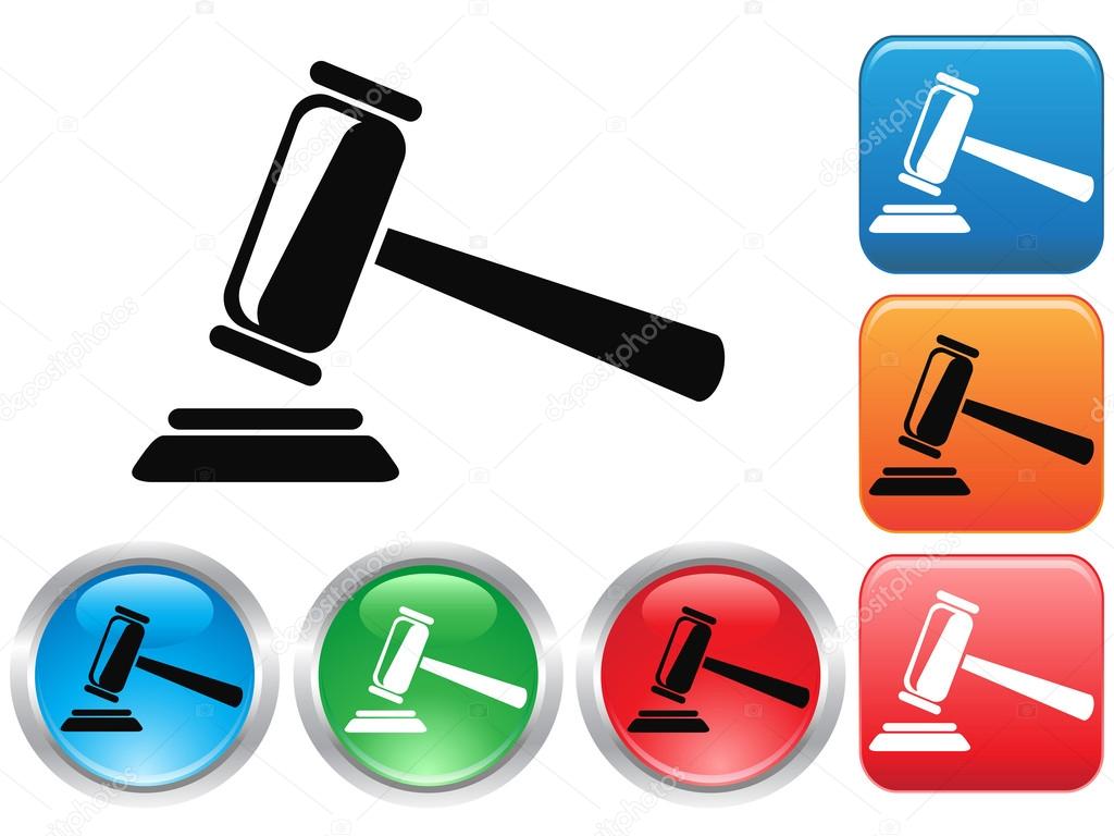 1024x768 Gavel Button Icons Set Stock Vector Huhulin