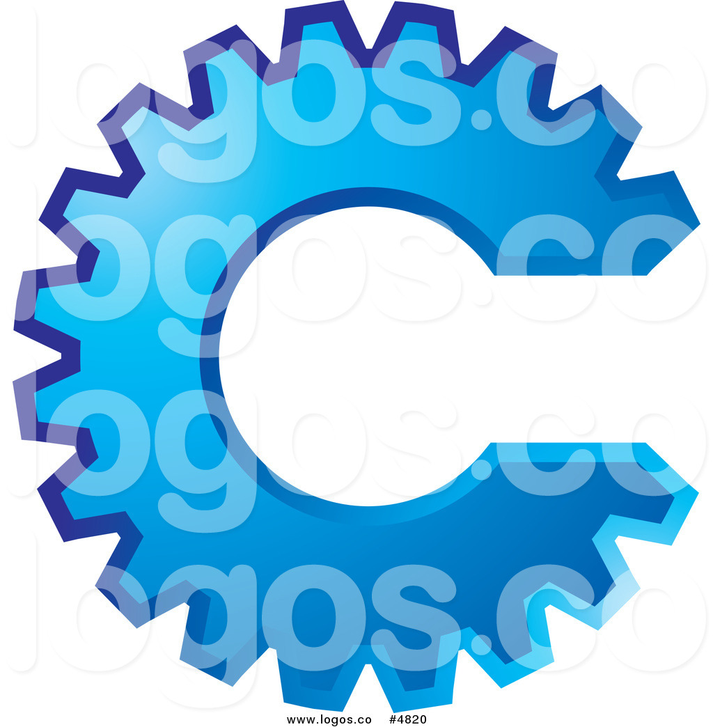 1024x1044 Royalty Free Vector Of A Blue Gear In The Shape Of The Letter C