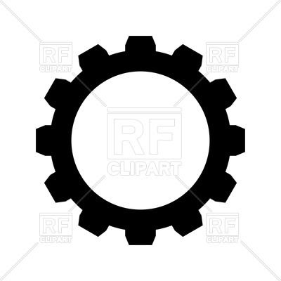 400x400 Black Gear Icon On White Background Royalty Free Vector Clip Art