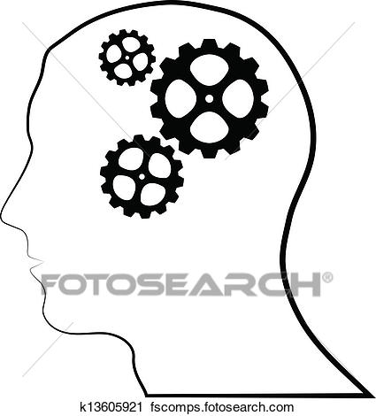 425x470 Clipart Of Brain Of Gears Silhouette K13605921