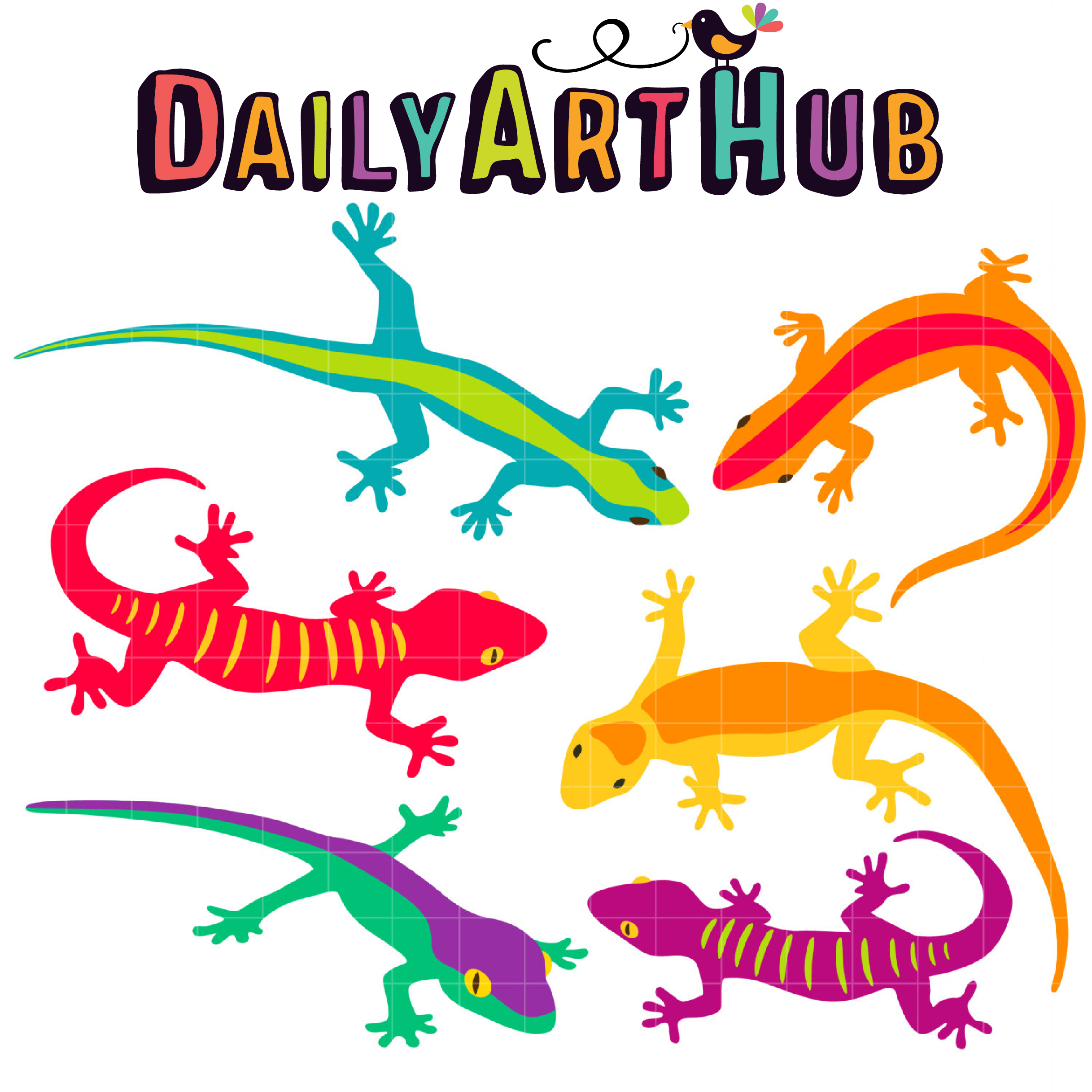 2434x2434 Colorful Geckos Clip Art Set Daily Art Hub
