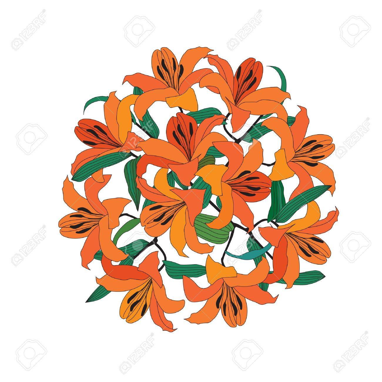 1300x1300 Flower Circle Bouquet From Gentle Red Lily Royalty Free Cliparts
