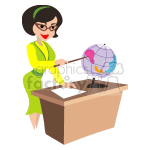 300x300 Royalty Free Cartoon Teacher Teaching Geography 139293 Vector Clip