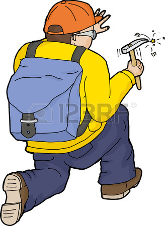 328x450 Outline Cartoon Of Geologist Working With Rock Hammer Royalty Free