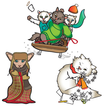 350x350 Winter Cats Freebie Clip Art Set By The Painted Crow Tpt