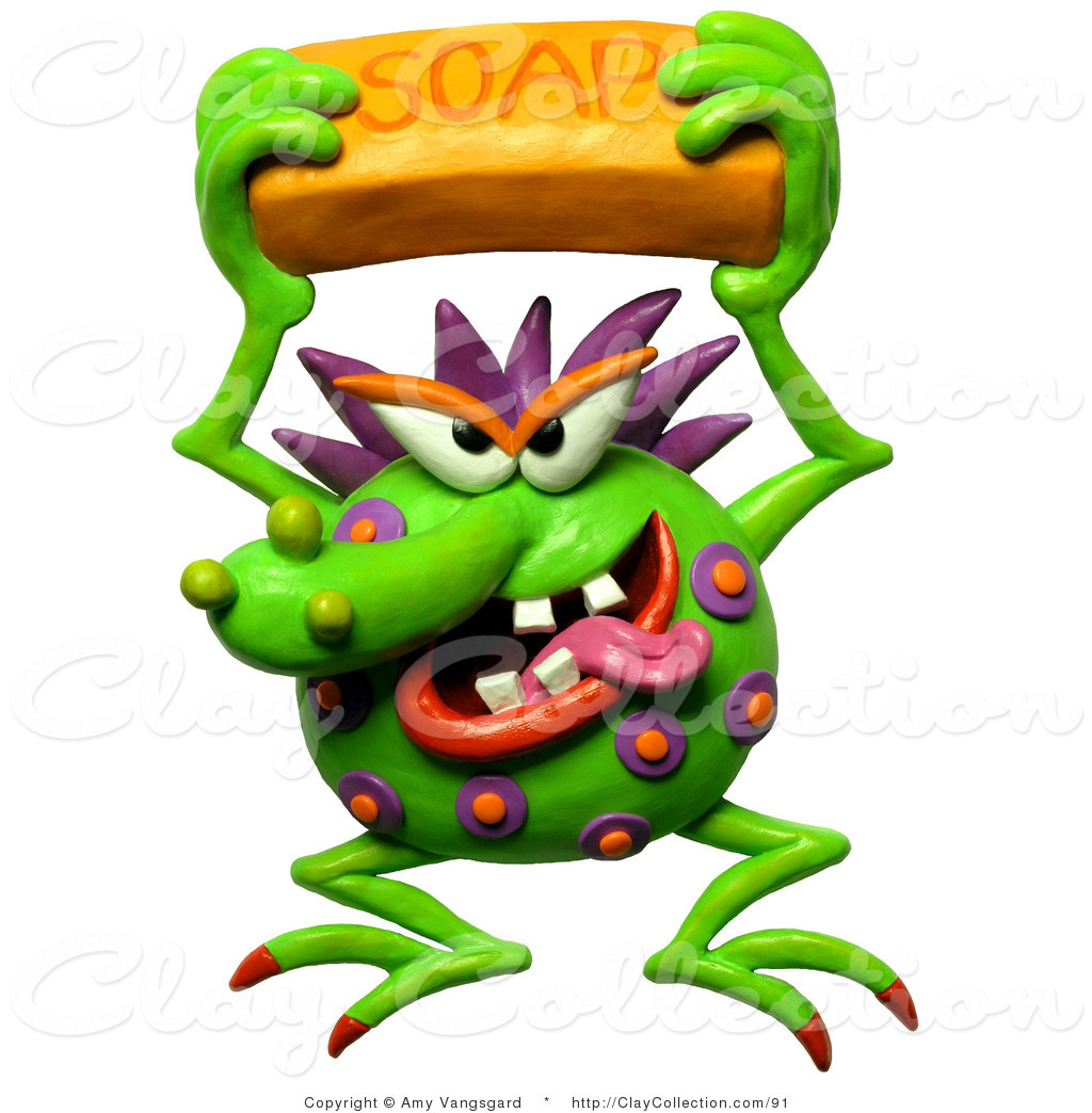 1024x1044 Clay Illustration Of A 3d Gross Germ Holding A Bar Of Soap By Amy