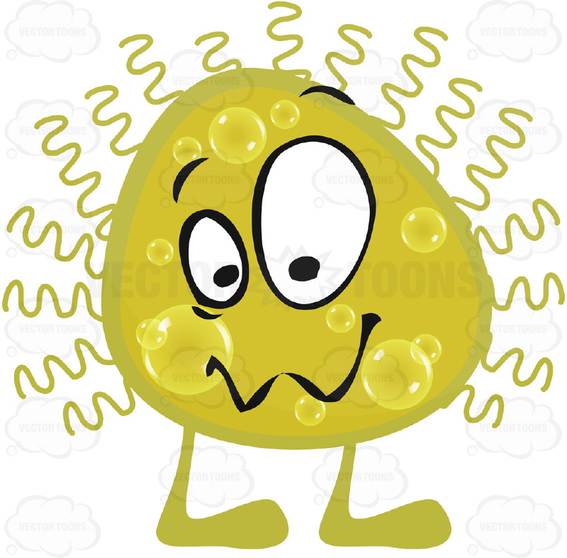 800x787 Yellow Round Germ Virus Cell With Face Legs And Hair