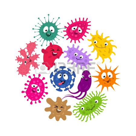 450x450 Funny Germs And Virus Kids Vector Background. Illustration