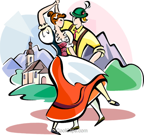 480x449 German Traditional Dancers Royalty Free Vector Clip Art