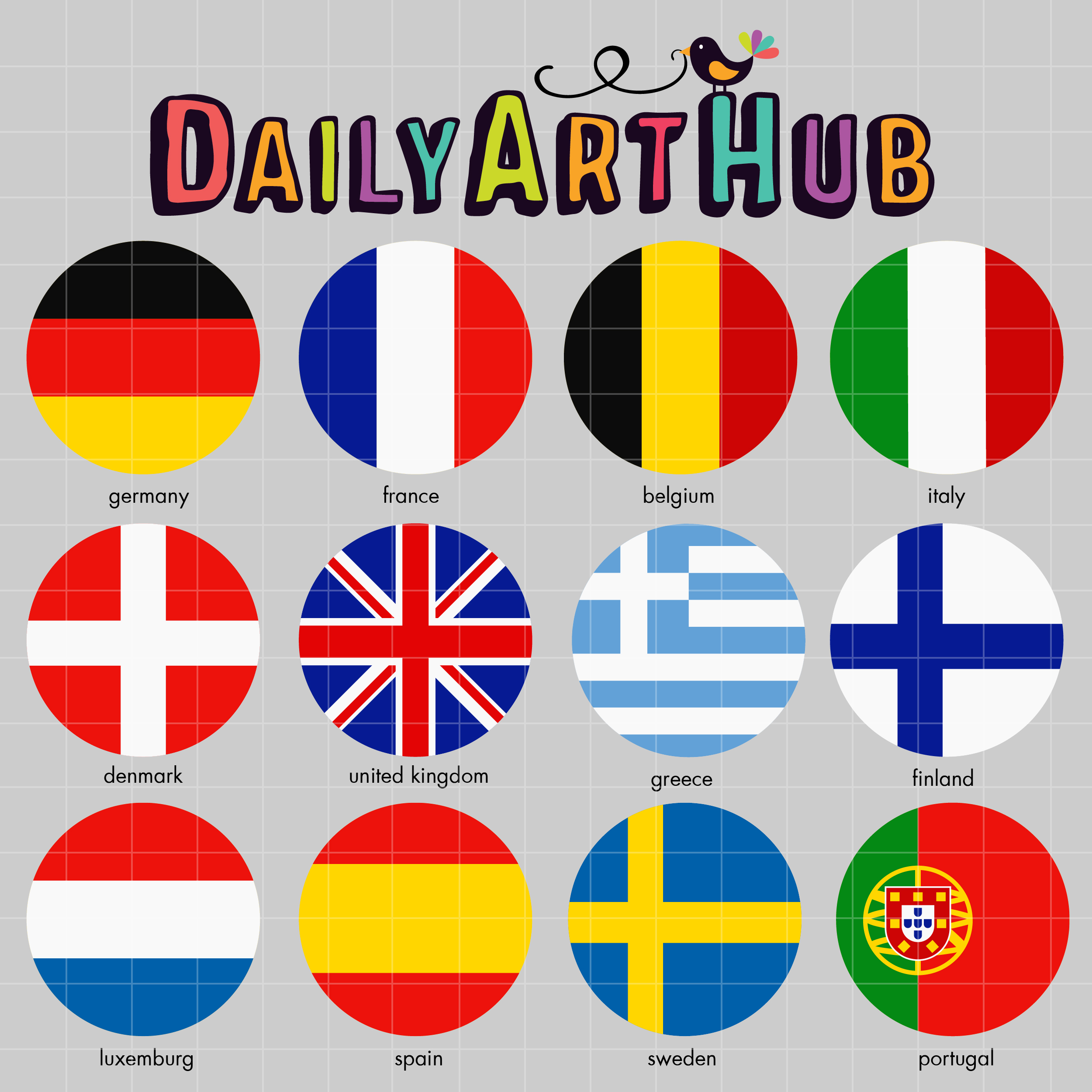 2500x2500 European Flags Clip Art Set Daily Art Hub