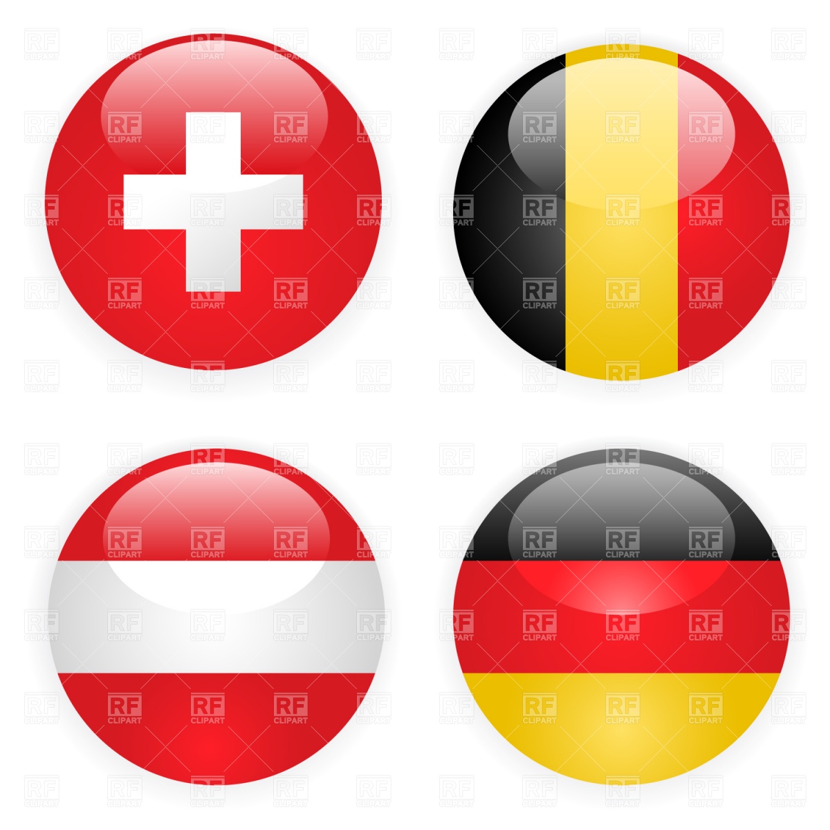1200x1200 Germany, Belgium, Switzerland And Austria Button Flags Royalty