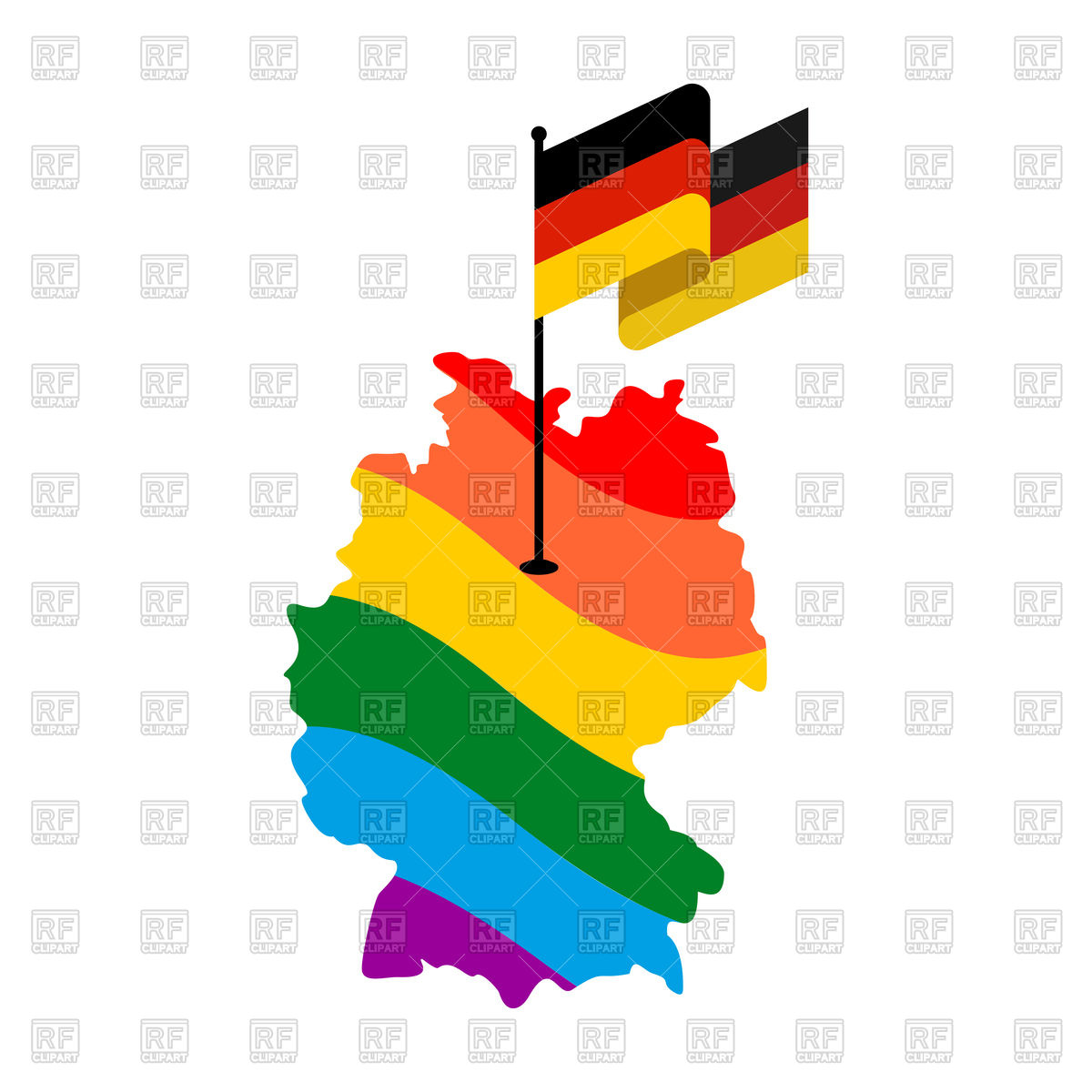 1200x1200 Lgbt Germany. Map Of Deutschland And Flag. Royalty Free Vector
