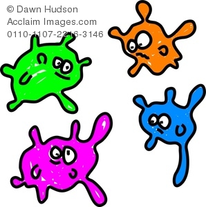 298x300 Clipart Image Of A Whimsical Drawing Of A Group Of Colourful Germs