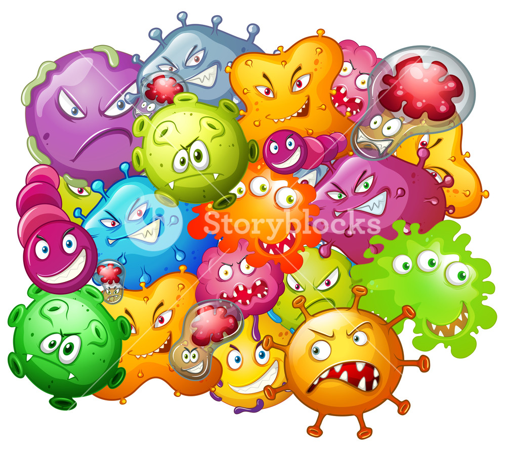 1000x891 Germs With Monster Face Illustration Royalty Free Stock Image